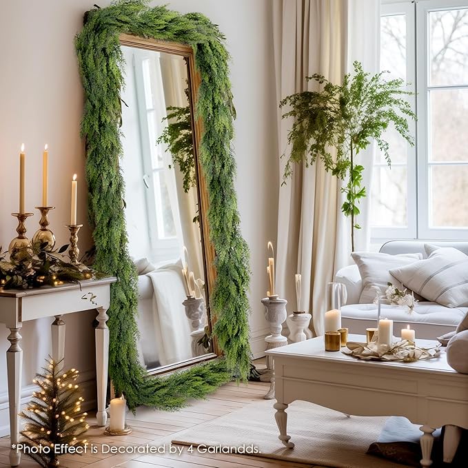 WBHome Real Touch Juniper Garland for Christmas Holiday Seasonal Outdoor/Indoor Home Decor, 6FT Long