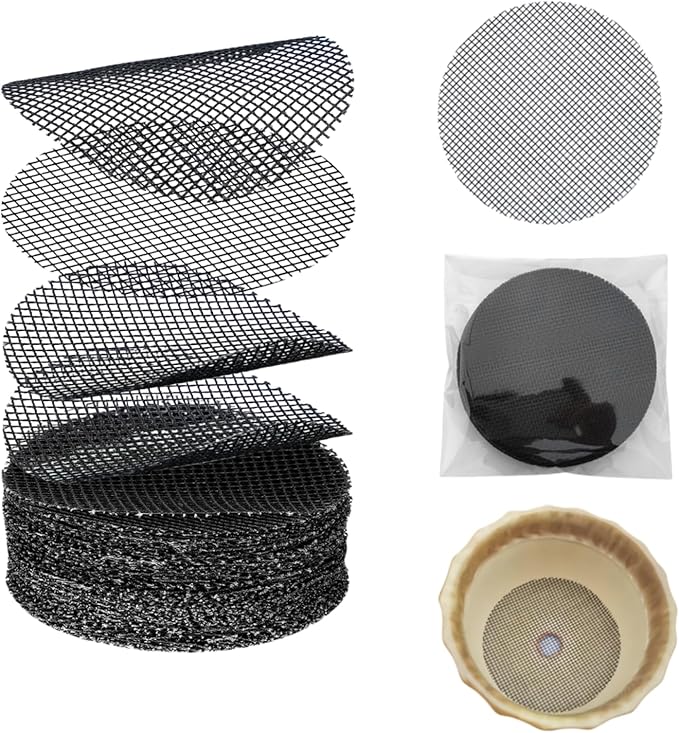 Shudyaer Flower Pot Hole Pad Bonsai Pots Bottom Grid Mat Mesh Round Drainage Mesh Hole Screens Keep Soil from Flowing Away Cuttable Circular Tailorable (50, 3 inch)