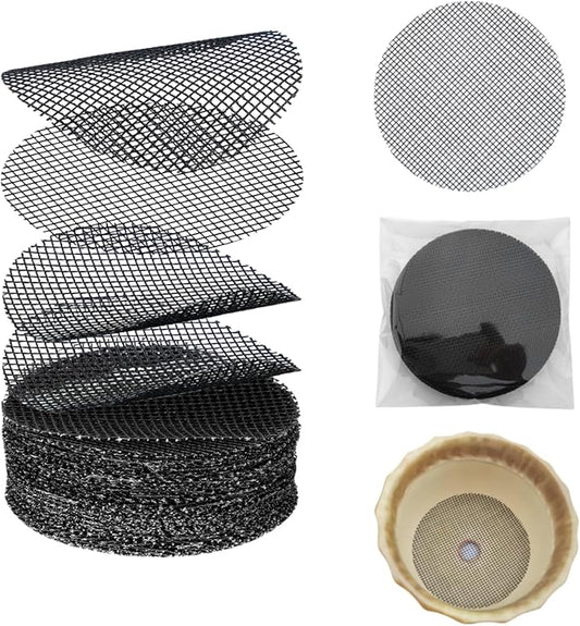 Shudyaer Flower Pot Hole Pad Bonsai Pots Bottom Grid Mat Mesh Round Drainage Mesh Hole Screens Keep Soil from Flowing Away Cuttable Circular Tailorable (50, 3 inch)