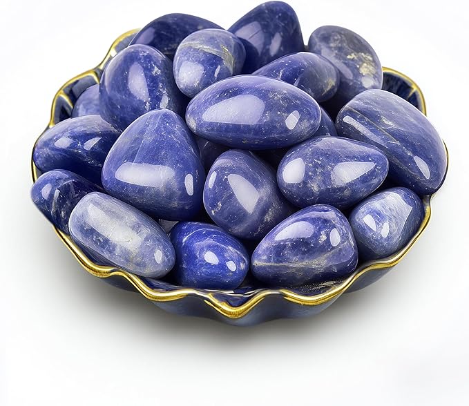 Polished Stone Set Blue Aventurine Crystals, 0.8" Handpicked Tumbled Gemstones Rocks, Pebbles for Reiki, Chakra, Healing, Home Decor