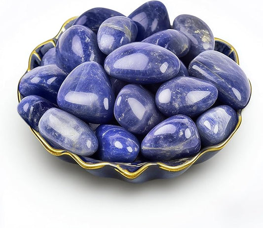 Polished Stone Set Blue Aventurine Crystals, 0.8" Handpicked Tumbled Gemstones Rocks, Pebbles for Reiki, Chakra, Healing, Home Decor