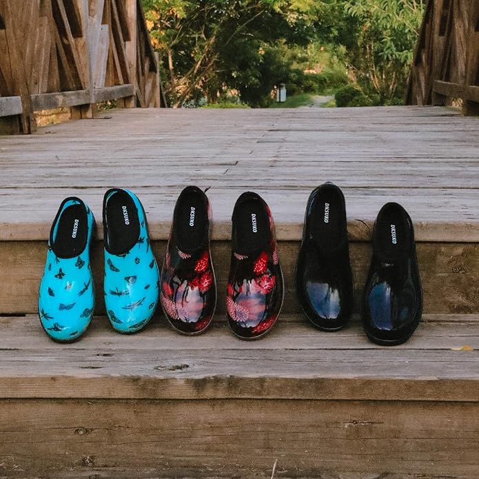 DKSUKO Waterproof Garden Shoe for Women Outdoor Slip-On Rain Boots Short Ankle Work Shoes and Garden Clogs with Comfort Insole