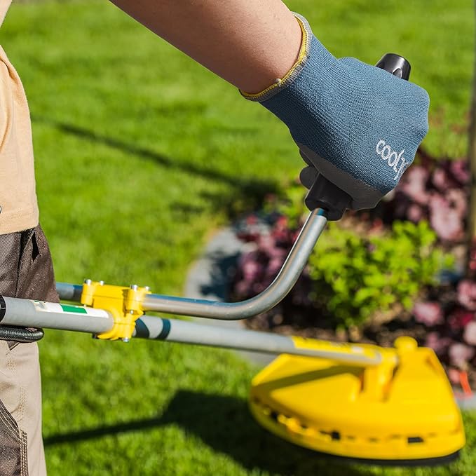 COOLJOB 2 Pairs Micro-Foam Nitrile Safety Work Garden Gloves with Touchscreen Fingers, Lightweight Working for Men’s Sweaty Hands, Non-slip Coated Grip Fits Most Tasks, Small, Blue & Black