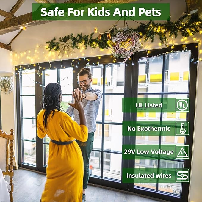 648 LED Outdoor Christmas Lights with 144 Drops, 66ft ChristmasLights with 8 Modes Timer, Christmas Twinkly Lights Waterproof for Halloween Eaves Yard Room Holiday Wedding Party Decor(Warm White)