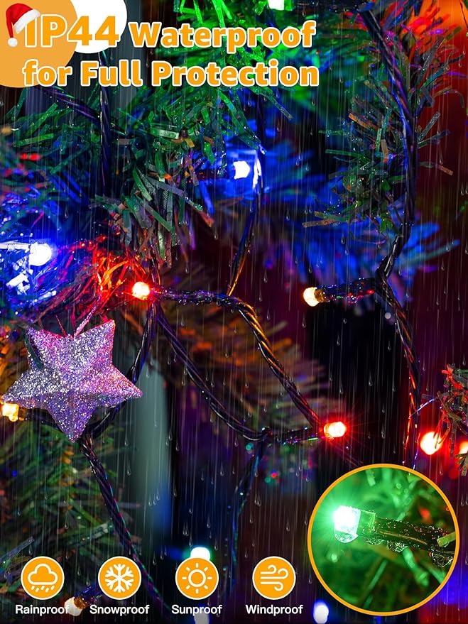 328 FT 1000 LED Christmas Lights, Waterproof Outdoor String Lights with Remote and Timer, Christmas Tree Lights with 8 Modes Dimmable, Fairy Lights for Holiday Decor (Multicolor)