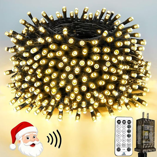 Voice Controlled Christmas Lights with Remote, 132 FT 400 LED String Lights Indoor Outdoor with 12 Modes 3 Timers, Dimmable Twinkle Light Plug in Waterproof for Xmas Tree Party Decor, Warm White