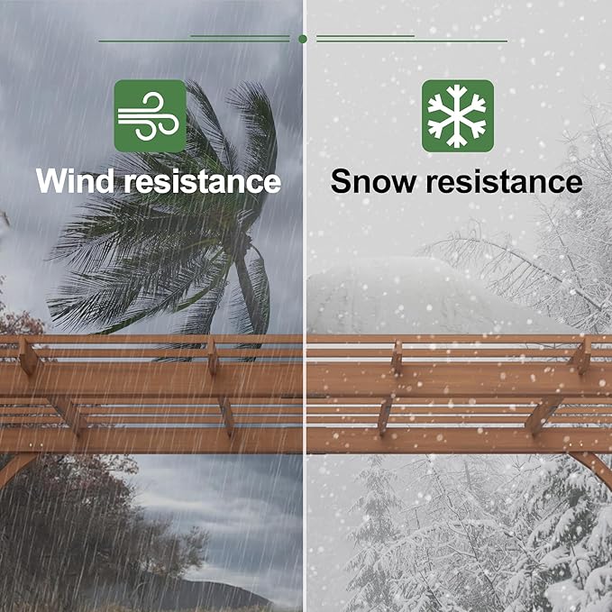 12' x 10' Outdoor Wood Pergola, Wooden Patio Pergola Gazebo Sunshade for Climbing Plant Support, Garden, Patio, Backyard, Deck, Brown