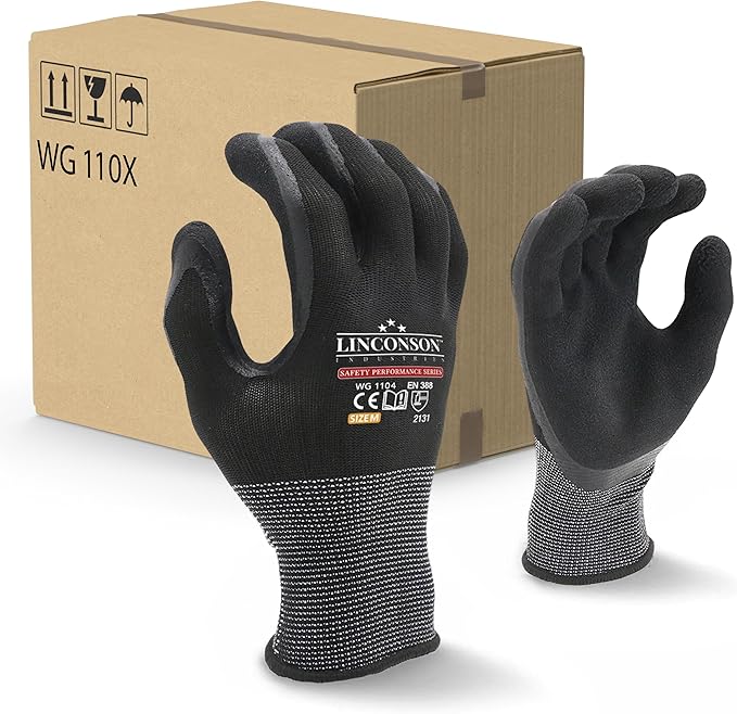 linconson 12 Pack Safety Performance Series Construction Mechanics Work Gloves