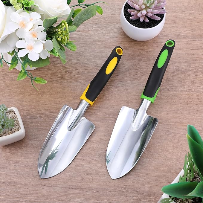 8 Pcs Garden Shovel Aluminum Alloy Heavy Duty Trowel Garden Tool Small Shovels for Digging Metal Hand Trowel Spade with Soft TPR Handle for Lawn Yard Farm Home Shop Planting