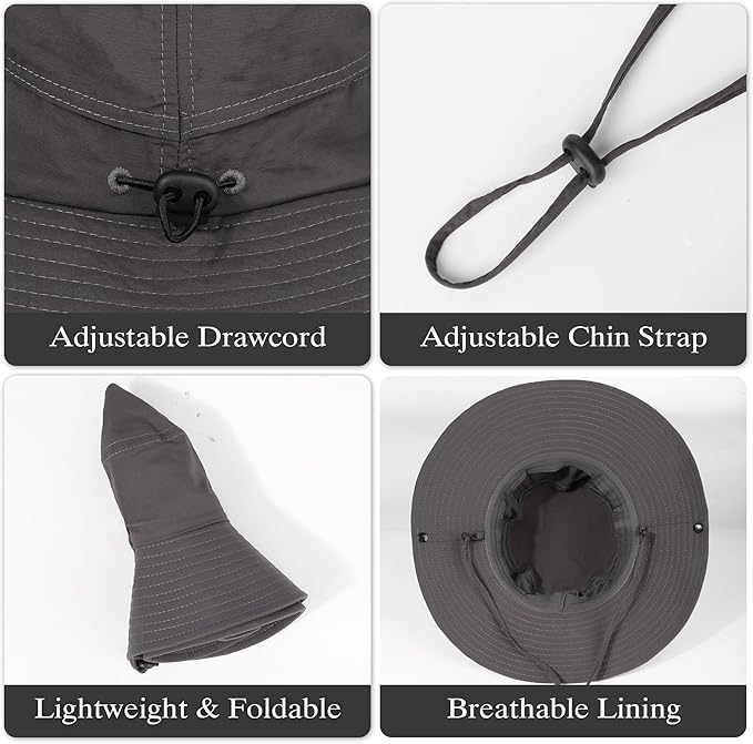 Wide Brim Sun Hats Waterproof Bucket Hat UV Protection Fishing Hat Summer Packable Fisherman Hat for Men and Women