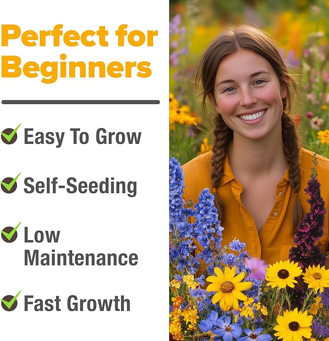 HOME GROWN 32,500+ Midwest Wildflower Seeds 2oz 𝗡𝗢𝗡-𝗚𝗠𝗢, 𝗨𝗦𝗔-𝗦𝗢𝗨𝗥𝗖𝗘𝗗 – 15 Varieties – Annual & Perennial Flower Seeds for Attracting Bees & Butterflies – Open Pollinated