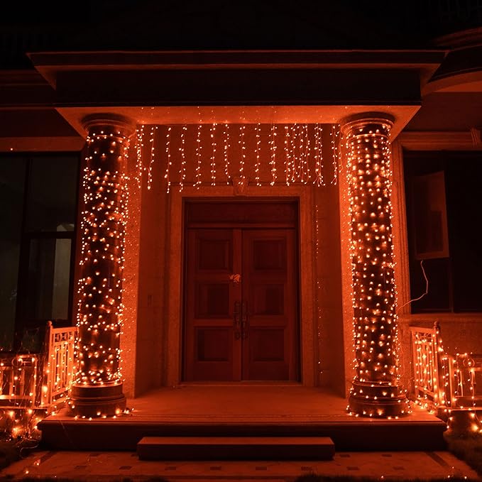 TW SHINE Halloween Lights, 400 LED 132FT Outdoor Halloween Lights Plug in with 8 Modes, Waterproof Light Outdoor, Indoor Decorations for Party Yard Haunted House Decor, Orange