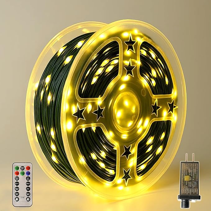 Christmas Lights 400 LED 131 FT, IP67 Waterproof Christmastree Lights with 8 Modes, Remote Control 3 Timers & Memory Function Xmas Decorations for House and Holiday (Warm White)