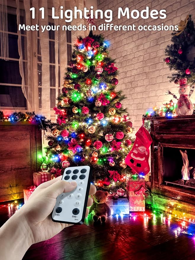 115FT Christmas Lights Warm White/Multicolor, 300 LED Color Changing String Lights Outdoor with Remote Control, 8 Modes Fairy Light Plug in Waterproof for Bedroom Party Christmas Tree Wedding