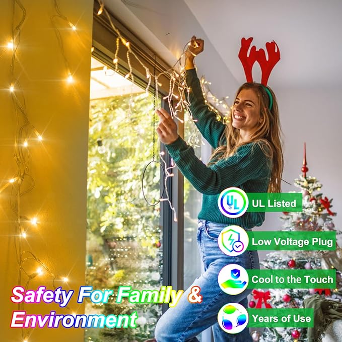 82FT LED Christmas Lights Outdoor with 176 Drops, Christmas Decorations Hanging Lights 616 LED 8 Modes, Outsite Fairy String Lights for Wedding Party Holiday Winter Wonderland Decorations Warm White