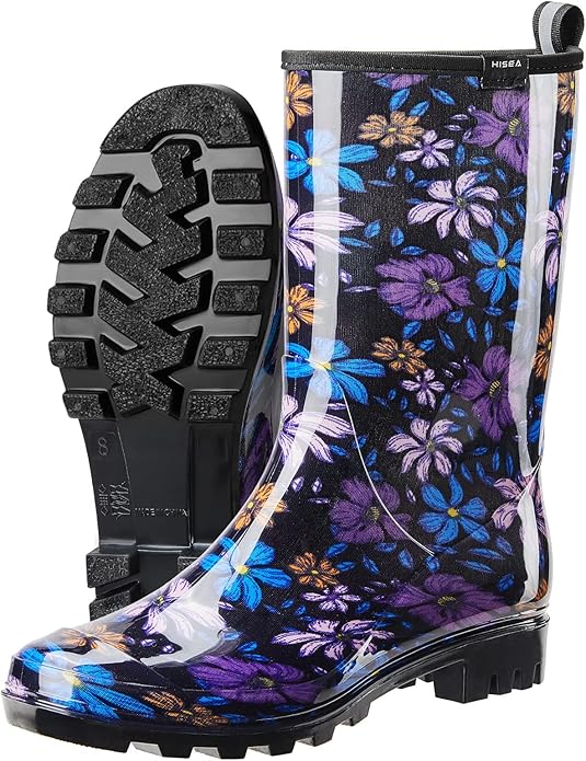 HISEA Women's Rain Boots Waterproof Mid Calf Garden Boots for Women