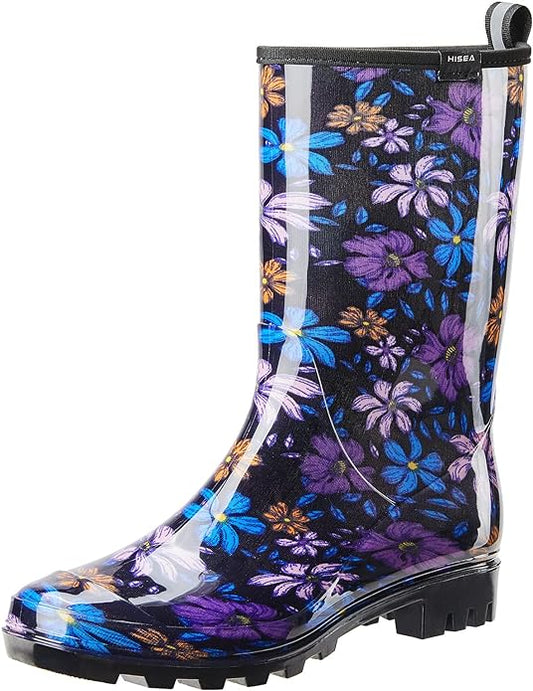 HISEA Women's Rain Boots Waterproof Mid Calf Garden Boots for Women