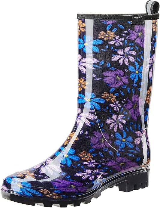 HISEA Women's Rain Boots Waterproof Mid Calf Garden Boots for Women