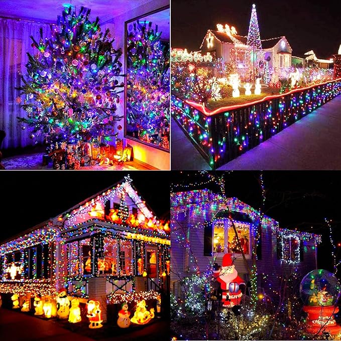 Christmas Lights Multicolor, 75 Ft 200 LED Christmas String Lights Connectable, 8 Modes, Timer, Waterproof Fairy Twinkle Light for Party, Garden, Patio, Home, Wedings, Holiday, Xmas Tree Decorations