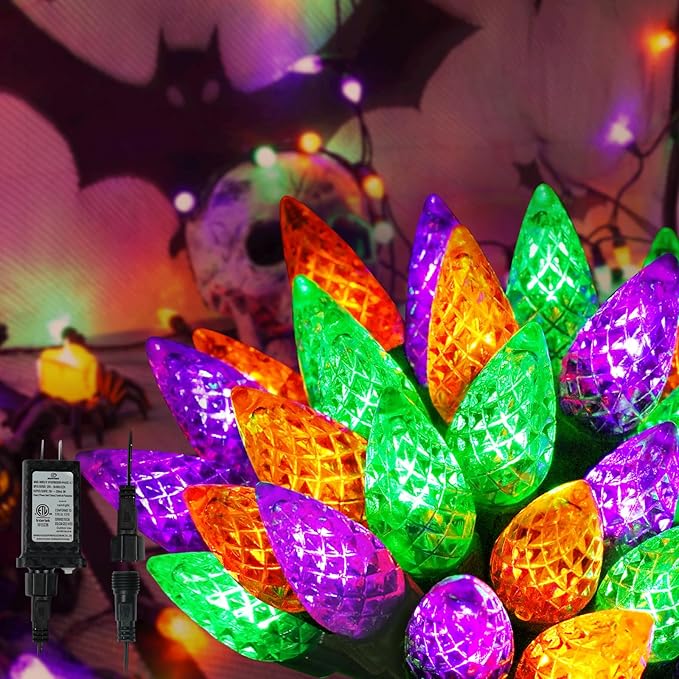 Upgraded 250 LED C6 Connectable Halloween String Lights, 82FT Orange Purple and Green Lights, Waterproof Fairy Twinkle Light Plug in with 13 Modes & Timer for Outdoor Indoor Halloween Decorations