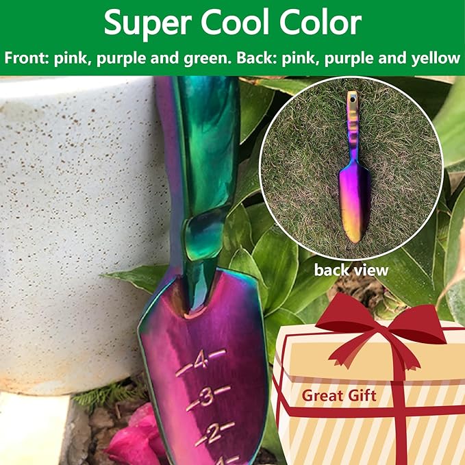 Garden Shovel - Gardening Hand Tool, Heavy Duty Garden Trowel, High Strength Alloy Steel for Soil Digging Planting Weeding, Solid Metal Handle, Colorful