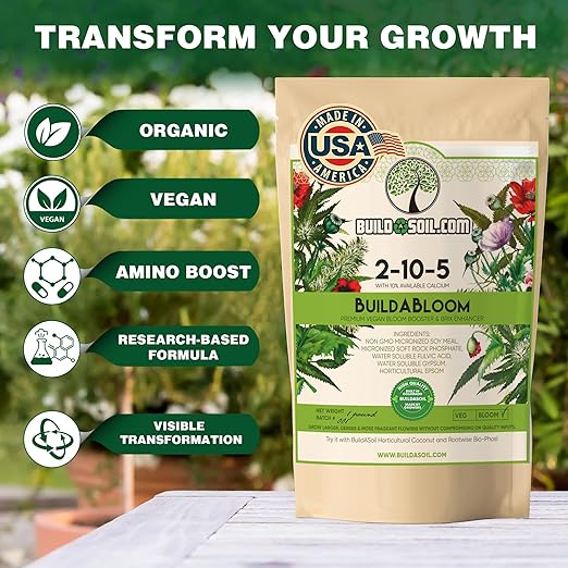 BuildASoil Vegan Bloom Booster & Flower Fertilizer – Organic Hydrangea & Rose Fertilizer Plant Food, Bloom Booster Fertilizer for Outdoor Gardens & Houseplants – Natural Soil Flower Food, 5 LB Bag