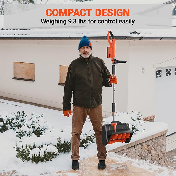 VOLTASK 24V 13-inch Cordless Snow Shovel with Directional Plate, Battery & Quick Charger Included