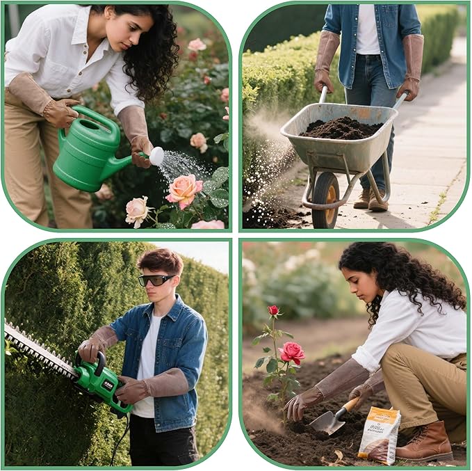 Rose Pruning Gloves Thorn Resistant, Embroidery Gardening Gloves with Extra Long Forearm Protection