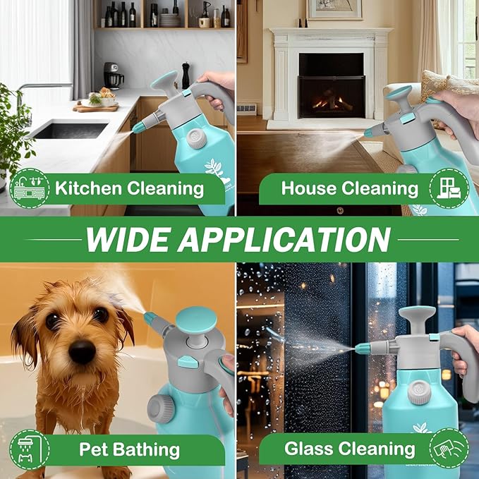 Garden Hand Pump Sprayer 1/2 Gallon Pump,68 Oz Handheld Pressure Sprayer with Safety Valve,Adjustable Nozzle,360° Extended Spray Rod,Ideal for Plants Watering,Fertilizing,Cleaning (68ounce,2L)