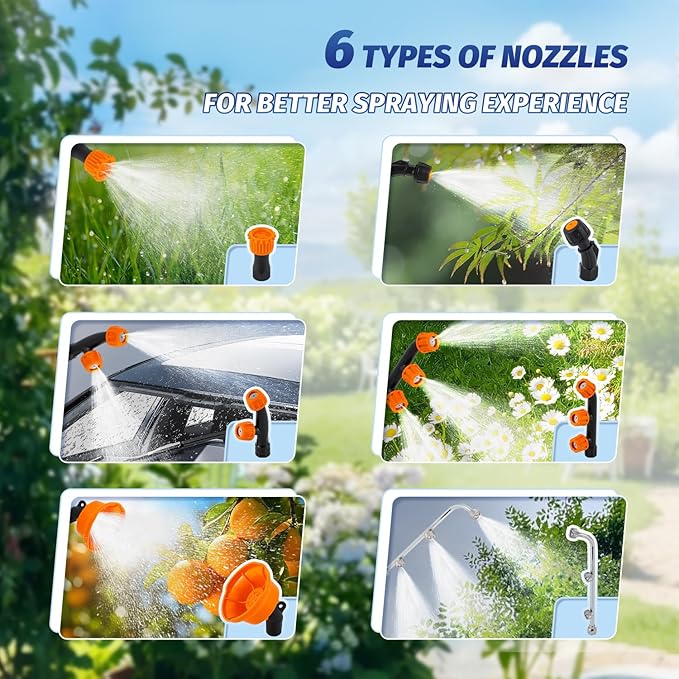 LANUEVA 5.28 Gal/20L Battery Powered Sprayer with Mixing System, 78-101 PSI Adjustable Electric Backpack Sprayer with Six Mist Nozzles&Telescopic Wand, Weed Sprayer for Lawn Garden Home Cleaning