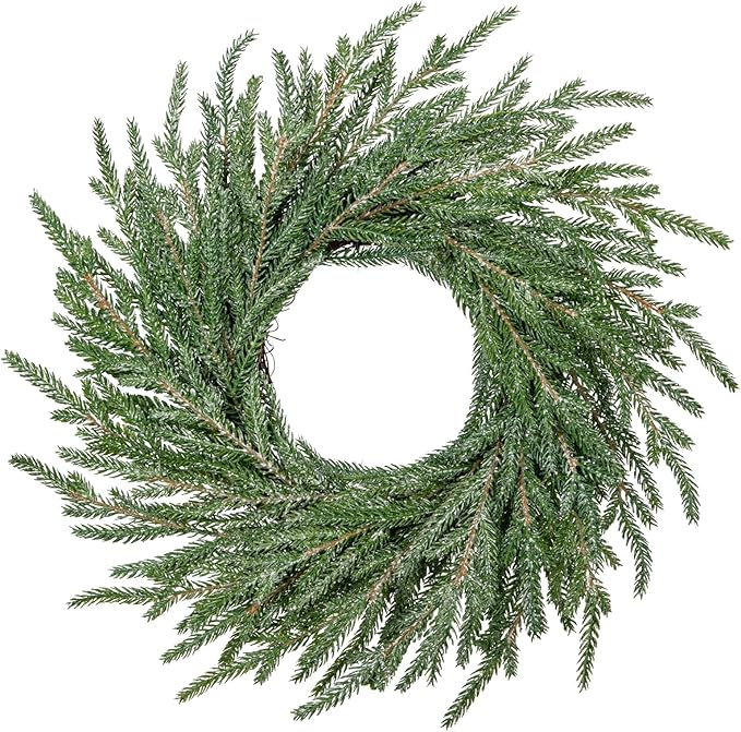 Norfolk Pine Wreath, 16 inch Christmas Wreath for Front Door Christmas Door Wreaths Artificial Pine Green Wreath for Wall Window Mantle Indoor Outdoor Christmas Decorations