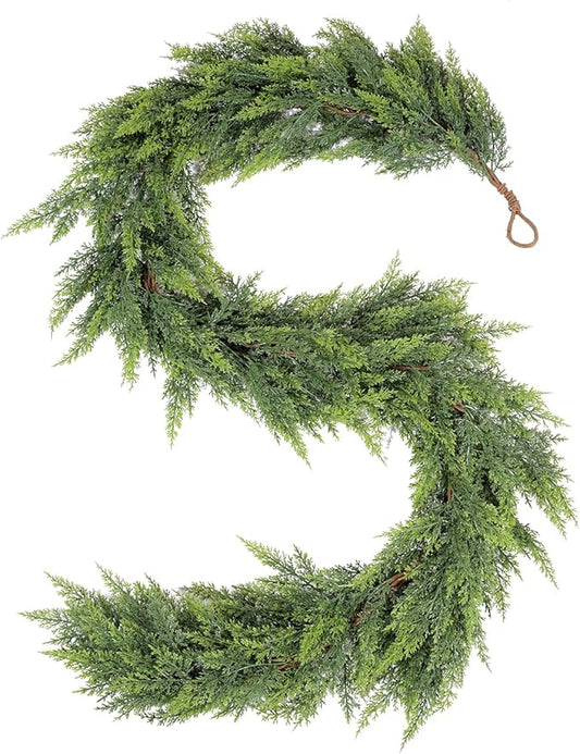 WBHome Real Touch Juniper Garland for Christmas Holiday Seasonal Outdoor/Indoor Home Decor, 6FT Long