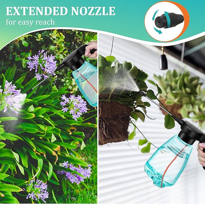 Electric Spray Bottle Plant Mister for Indoor Outdoor Plants, 0.5 Gallon Automatic Watering Can Rechargeable Battery Powered Sprayer with Adjustable Spout for Gardening, Fertilizing, Cleaning
