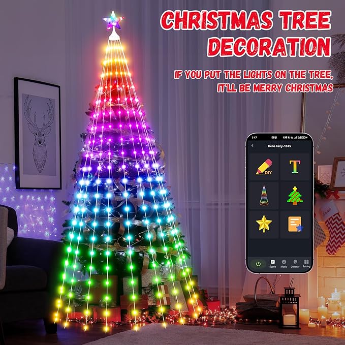 6FT LED Smart Christmas Tree - Outdoor & Indoor Lighted Christmas Tree Decorations Indoor Christmas Cone Tree App Control Color Changing Light for Yard & Garden