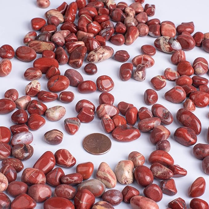 Polished Red Jasper Crystal Stone Set - 72 Pcs, 0.5" 10 oz Handpicked Tumbled Gemstones Rocks, Pebbles for Reiki, Chakra, Healing