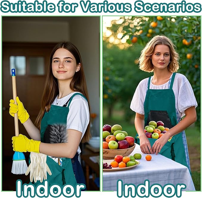 Gardening Aprons, Unisex Garden Aprons, Garden Picking Bag with Quick Release Pockets (Gray/Teal)