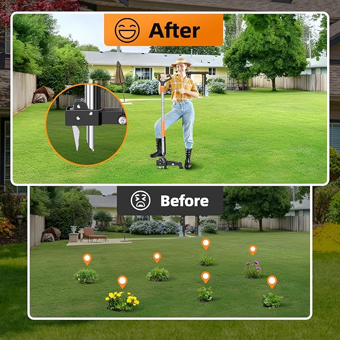 Weed Puller Tool, Heavy Duty Stand Up Weed Puller with 39.3" Long Handle & Tough Stainless Steel Claws, Detachable Gardening Hand Weeding Tool for Lawn Garden Without Bending, Pulling, or Kneeling