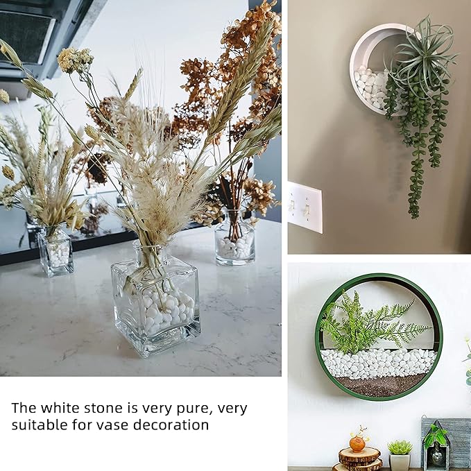 White Pebbles for Plants Garden 18 lb White Rocks Gravel Decorative Stones Landscaping Vase Fillers 1/2"