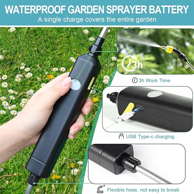 Battery Powered Sprayer 2 Gallon, Upgraded Electric Garden Sprayer with 3 Nozzles & 4 Spray Modes, Rechargeable Handle, Retractable Wand and Adjustable Shoulder Strap for Weed Killer, Lawn, Yard,White