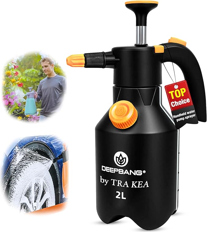 Premium 2L Handheld Pump Sprayer Adjustable Nozzle Water and Foam Continuous Spray Bottle for Car Washing Gardening Household Cleaning – Heavy Duty Chemical Resistant