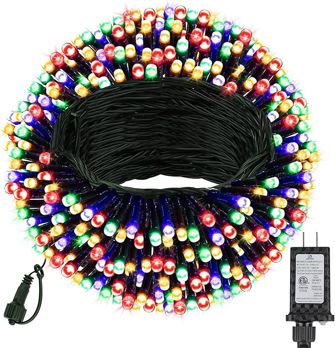 132FT 400 LED Christmas Tree String Lights Outdoor Fairy Lights Plug in, Expandable Green Wire Clear Bulbs Mini Lights 8 Modes, Xmas Wedding Party Decoration (Multicolor)