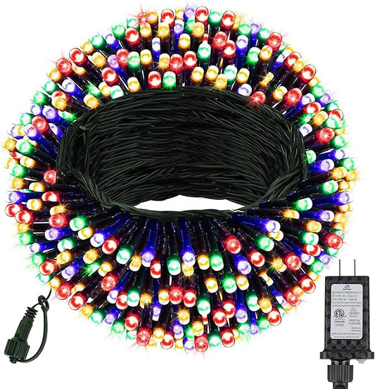 132FT 400 LED Christmas Tree String Lights Outdoor Fairy Lights Plug in, Expandable Green Wire Clear Bulbs Mini Lights 8 Modes, Xmas Wedding Party Decoration (Multicolor)