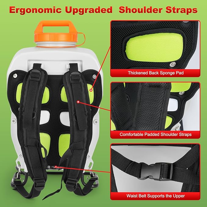 Toovem 4 Gallon Battery Powered Backpack Sprayer - Electric Garden Sprayer with 18V Strong Battery, Automatic Pressurization, 4 Nozzles, Comfortable Design for Lawn, Garden, Farms & Orchards Spraying