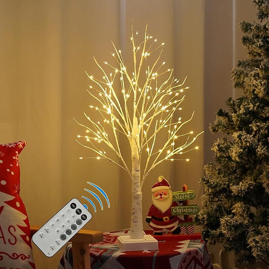 144 LED Birch Tree Lights with Remote Control, DIY Artificial Tree Lamp with Timer, Twinkle Lighted Tree 3 AA or USB Powered, Fairy Light Spirit Tree for Bedroom Easter Decor (White)