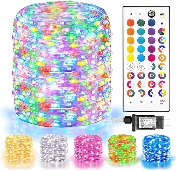 LitHome 400LED 130FT Christmas Led Fairy Lights with Remote, Color Changing Fairy Lights Plug in, 9 Modes Led String Lights for Indoor, Fairy String Lights Christmas Home Bedroom Dorm Party Decor