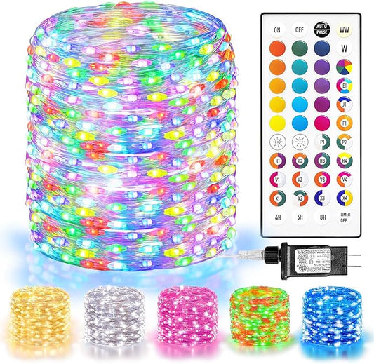 LitHome 400LED 130FT Christmas Led Fairy Lights with Remote, Color Changing Fairy Lights Plug in, 9 Modes Led String Lights for Indoor, Fairy String Lights Christmas Home Bedroom Dorm Party Decor