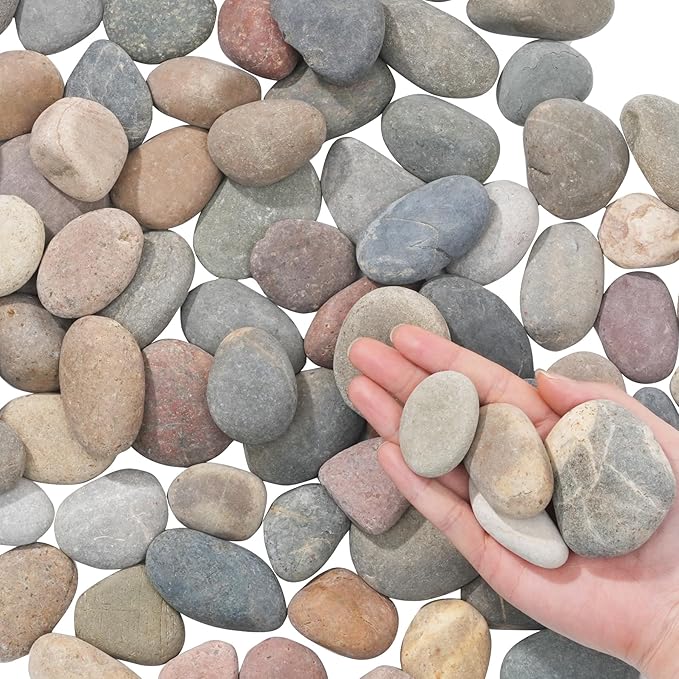 Natural River Rocks-10 lbs of Pebbles and River Stones,1-2 Inch Plant Rocks for Landscaping,Garden Paving,Crafting,Walkways,and Outdoor Decorative Stone,Mexican Beach River Rocks