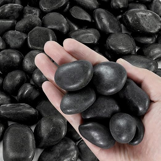 1-2 Inch Black Pebbles for Plants, 2 lbs River Rocks Decorative Black Stones, Ideal for Fish Tank, Vases, Crafting, Home Decor and Garden Landscaping Rocks