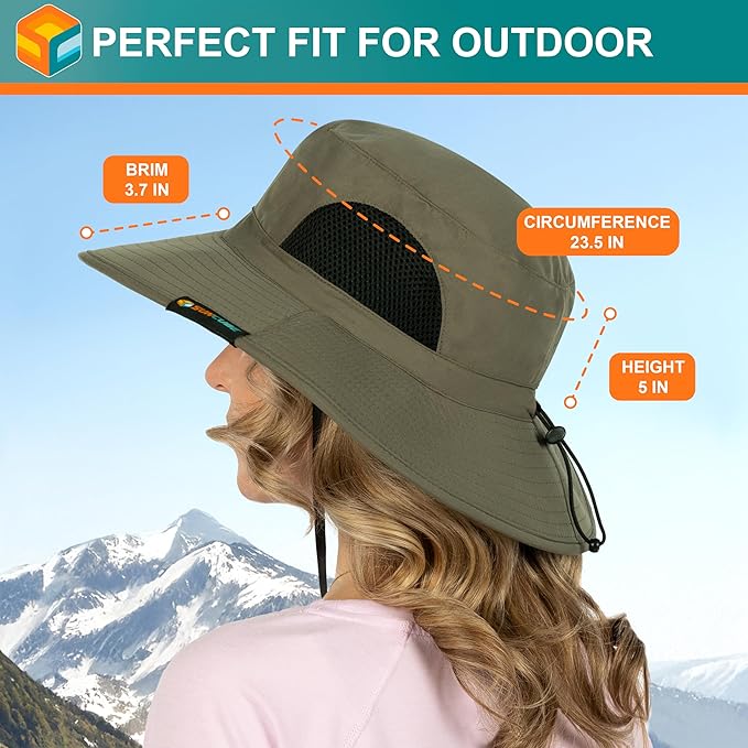 SUN CUBE Wide Brim Sun Hat Men Women, Fishing Hats Sun UV Protection, Mens Hiking Bucket Hat Safari Beach Boonie, UPF 50+