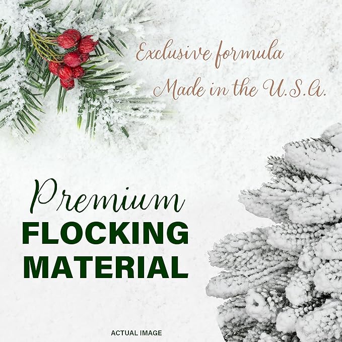 Fraser Hill Farm 36-in. ICY Frost Snow Flocked Wreath with Warm White LED Lights, Battery Operated Door Hanging Wreath, Festive Christmas Holiday Decorations for Front Door, Porch, and Entryway